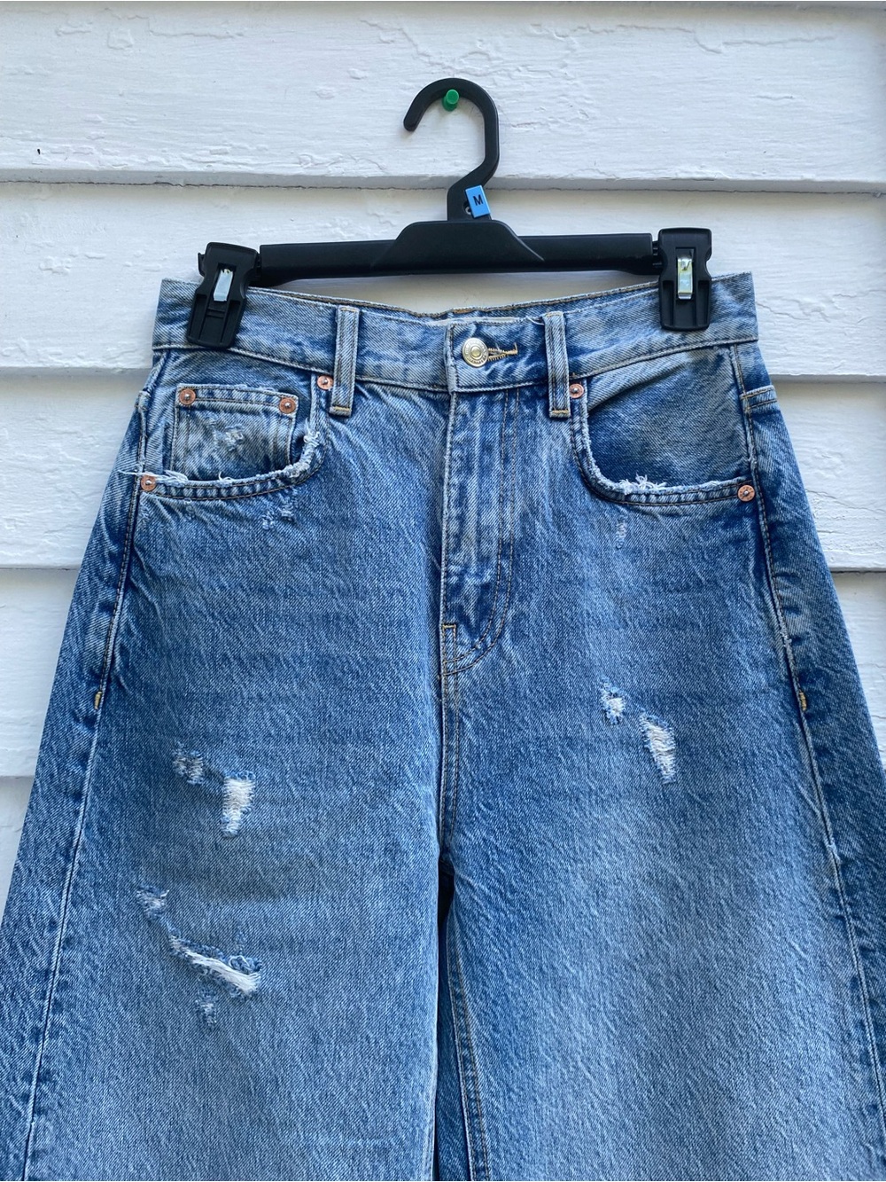 We The Free High Rise Blue Jeans Elephant Flare Bell Wide Leg Bottoms - Picture 2 of 10